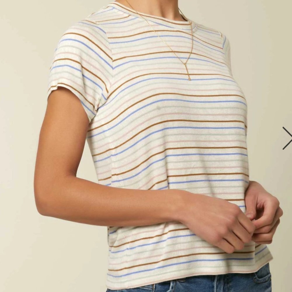 O'neill striped cream top size Large